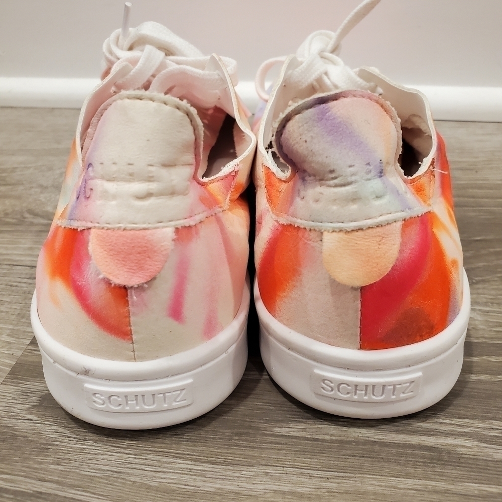 NEW Schutz Ofelia Tie Dye Neon Soft Leather Sneakers - Picture 4 of 8